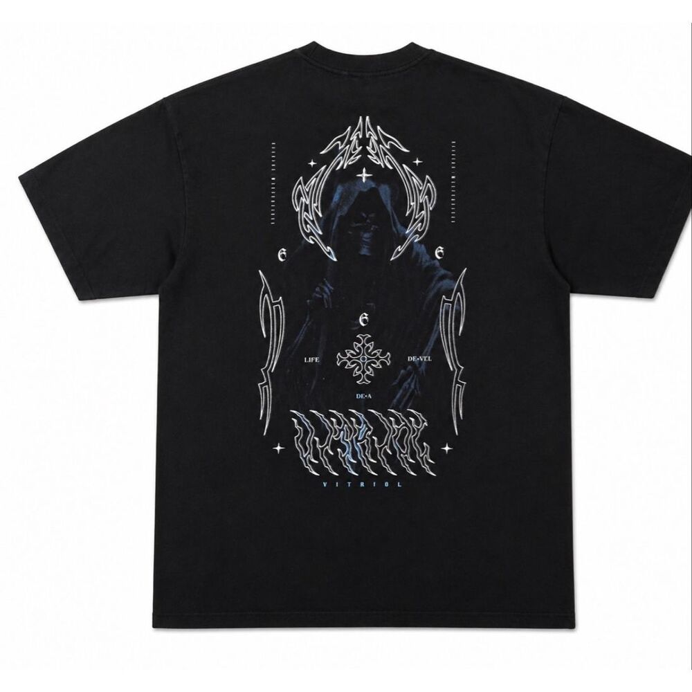 Pyknic Black Graphic T Shirt Goth Streetwear Dark Aesthetic Back Print Men’s SZ